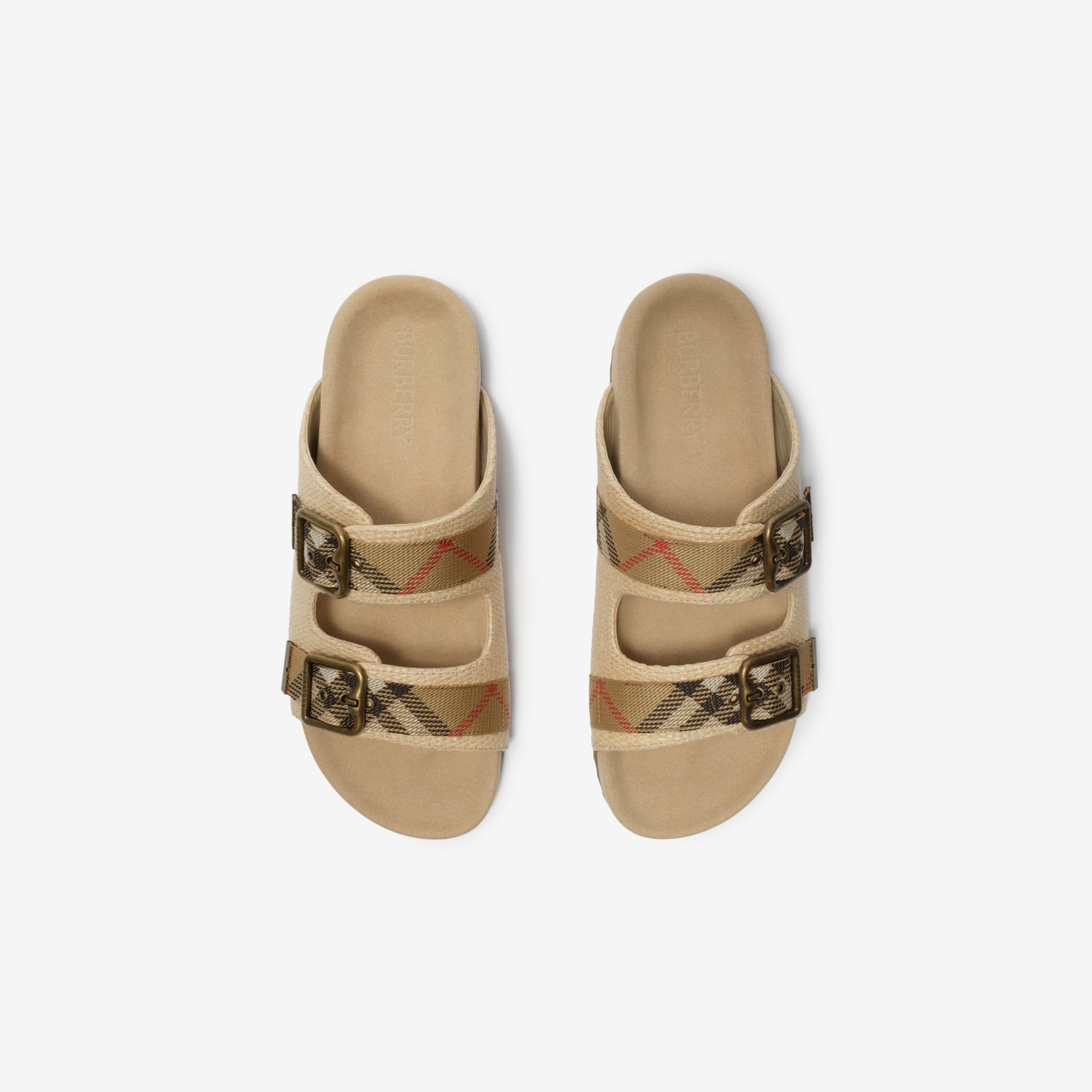  Dép Nữ Burberry Raffia-effect Urchin Sandals 'Reed Beige' 