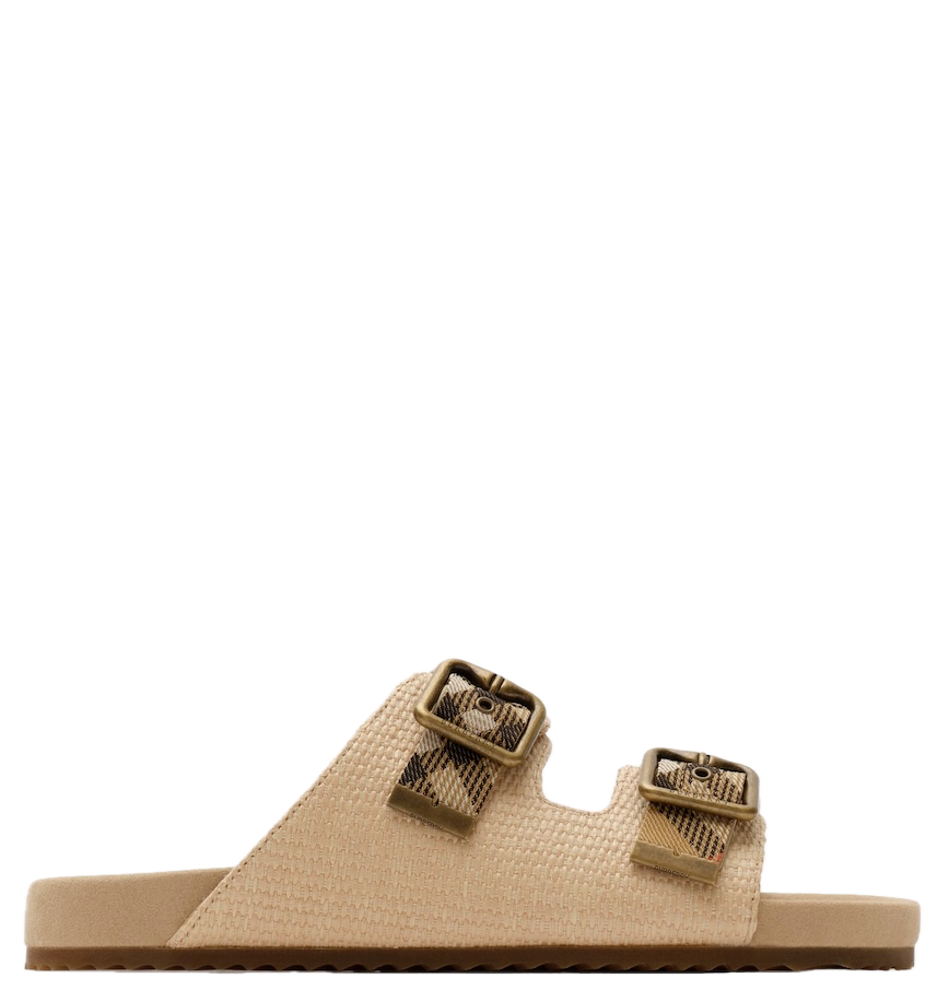  Dép Nữ Burberry Raffia-effect Urchin Sandals 'Reed Beige' 