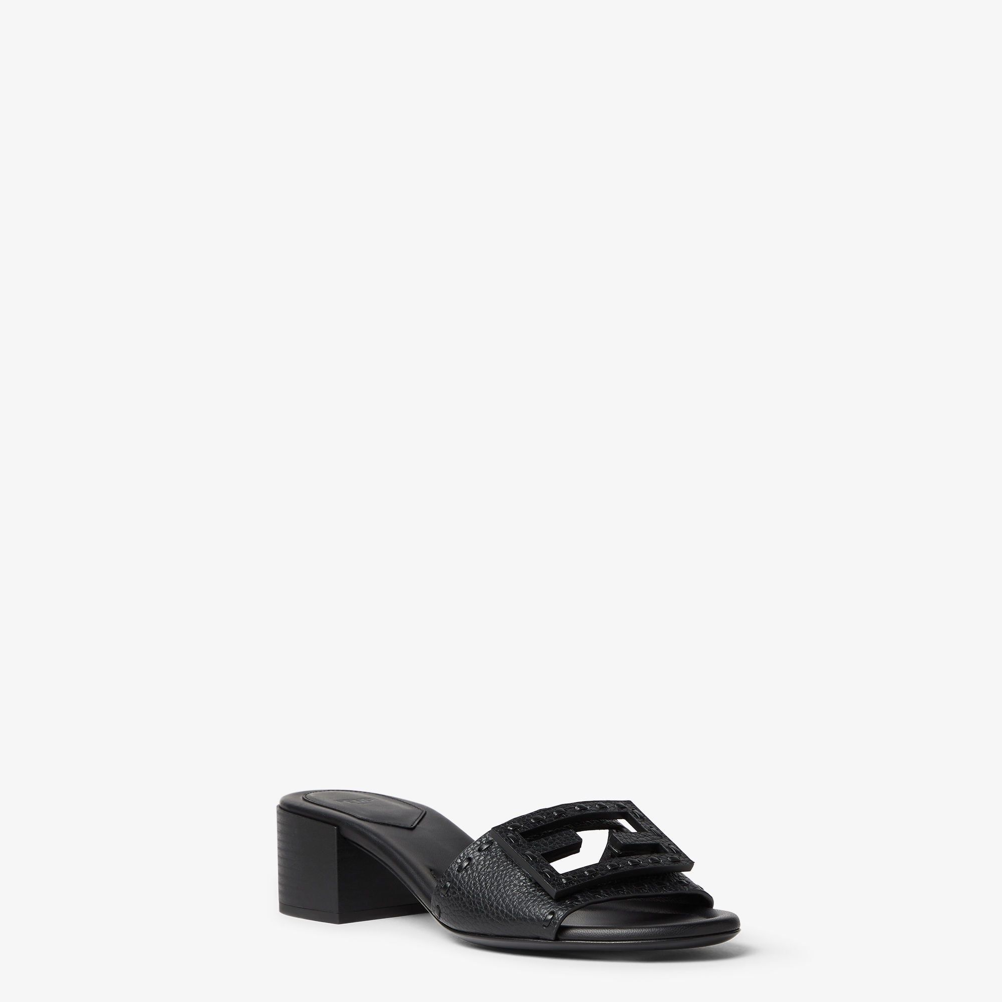  Dép Nữ Fendi Tube Medium Heeled Slides 'Black' 