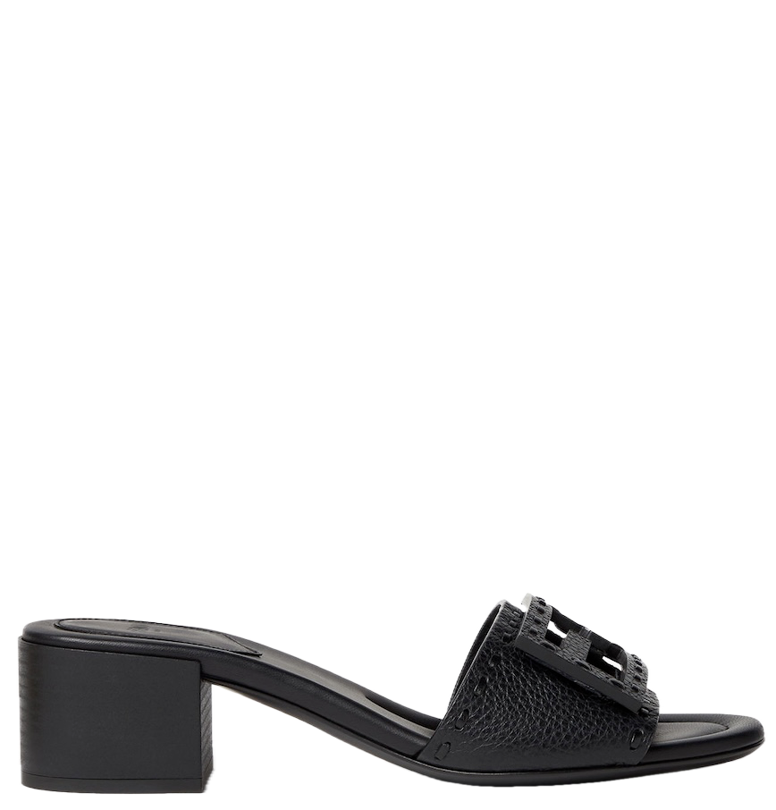  Dép Nữ Fendi Tube Medium Heeled Slides 'Black' 