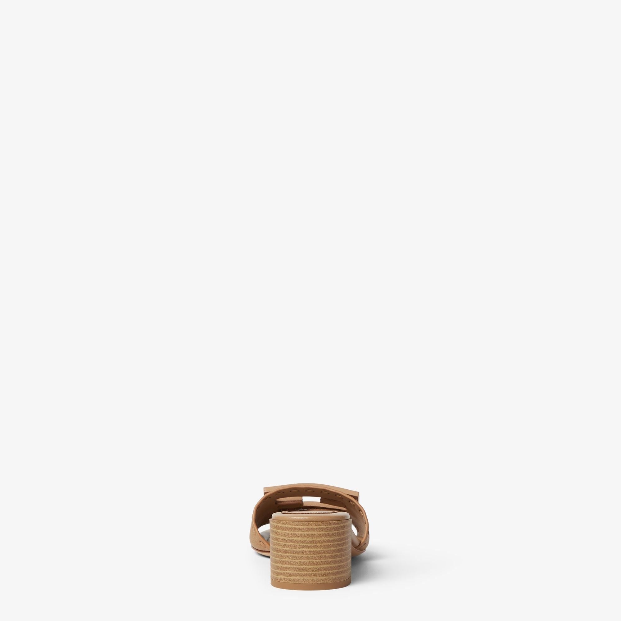  Dép Nữ Fendi Tube Medium Heeled Slides 'Brown' 