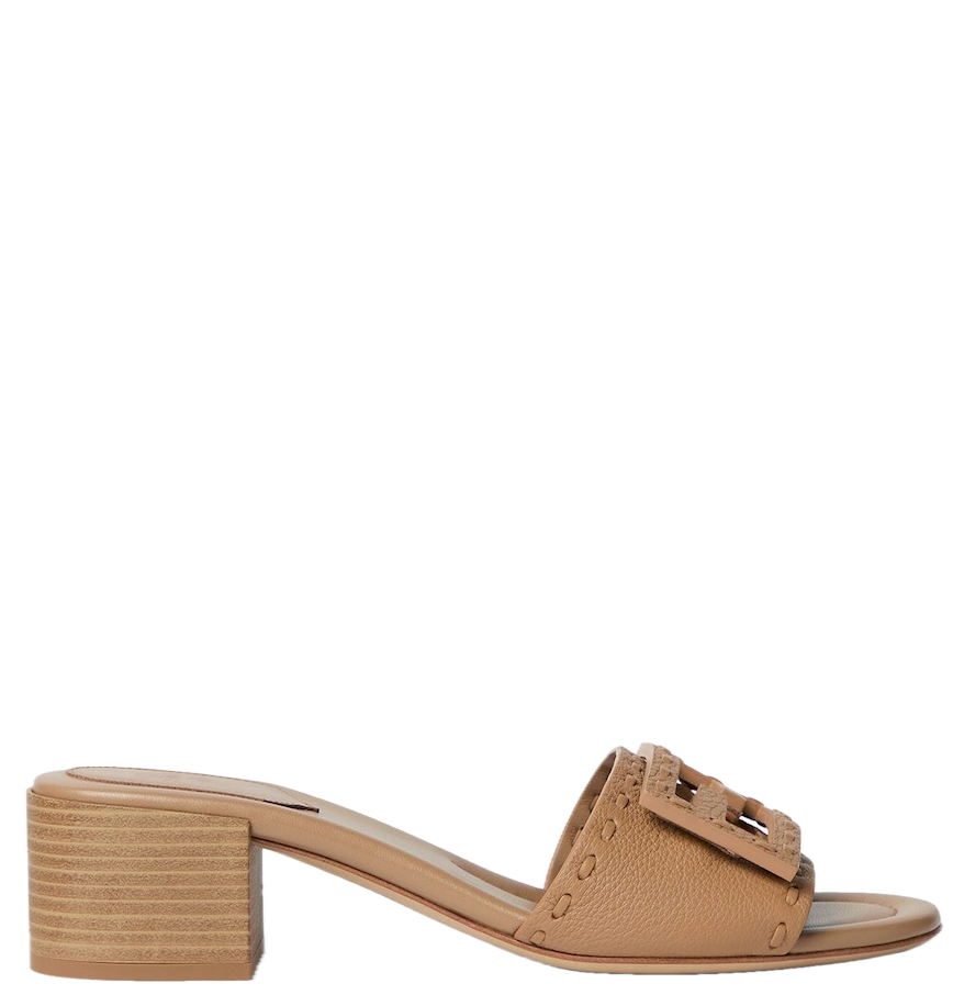  Dép Nữ Fendi Tube Medium Heeled Slides 'Brown' 