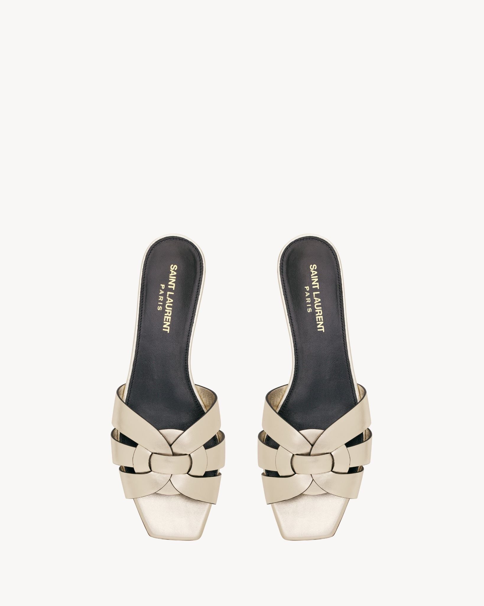  Dép Nữ Saint Laurent Tribute Mules 'Pale Gold' 