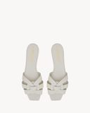  Dép Nữ Saint Laurent Tribute Mules 'White' 