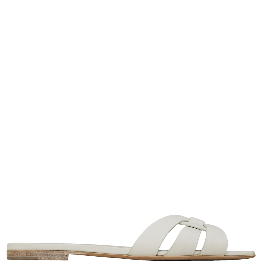  Dép Nữ Saint Laurent Tribute Mules 'White' 