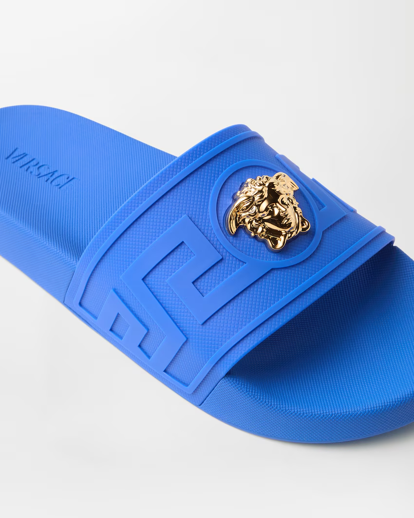  Dép Versace La Medusa Rubber Sliders 'Blue' 