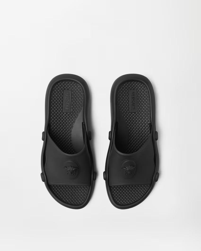  Dép Versace Nettuno Rubber Sliders 'Black' 