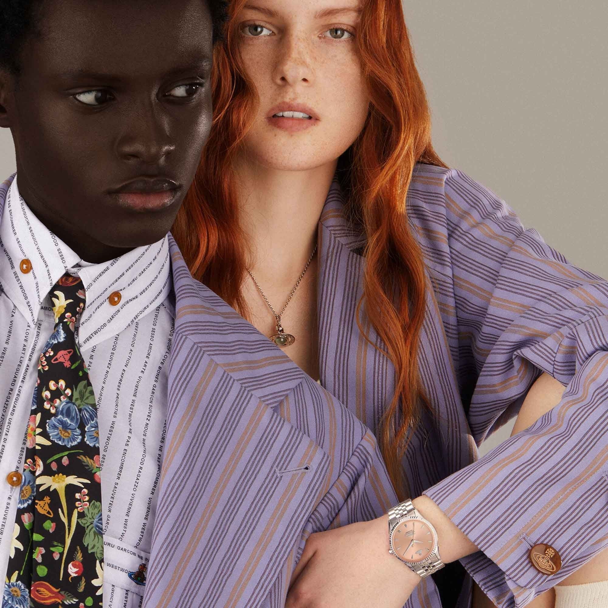  Đồng Hồ Vivienne Westwood Seymour Watch 'Peach Silver' 