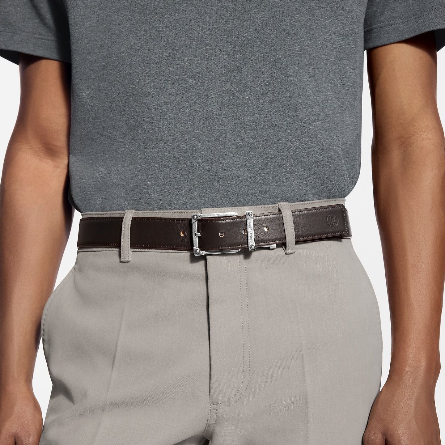  Thắt Lưng Nam Louis Vuitton Corner Pin Trunk 35MM 'Beige' 