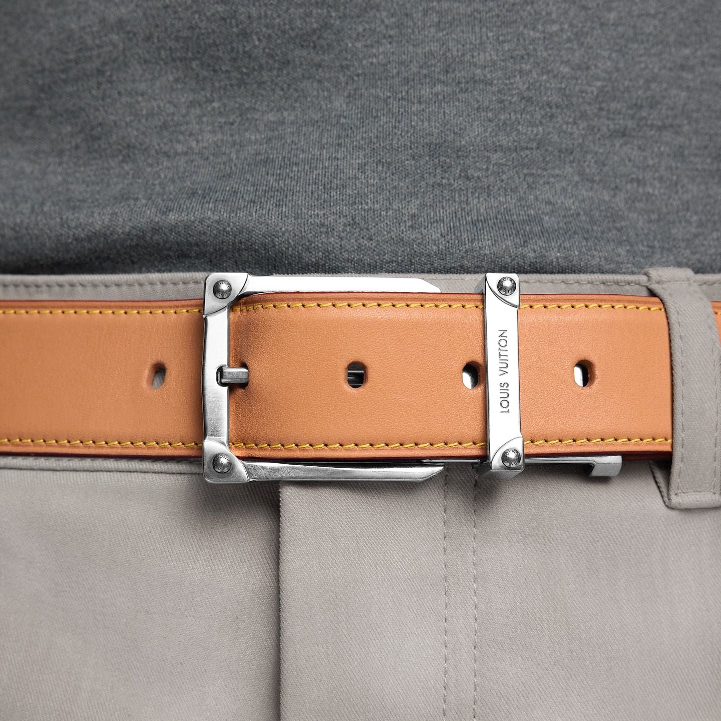  Thắt Lưng Nam Louis Vuitton Corner Pin Trunk 35MM 'Beige' 