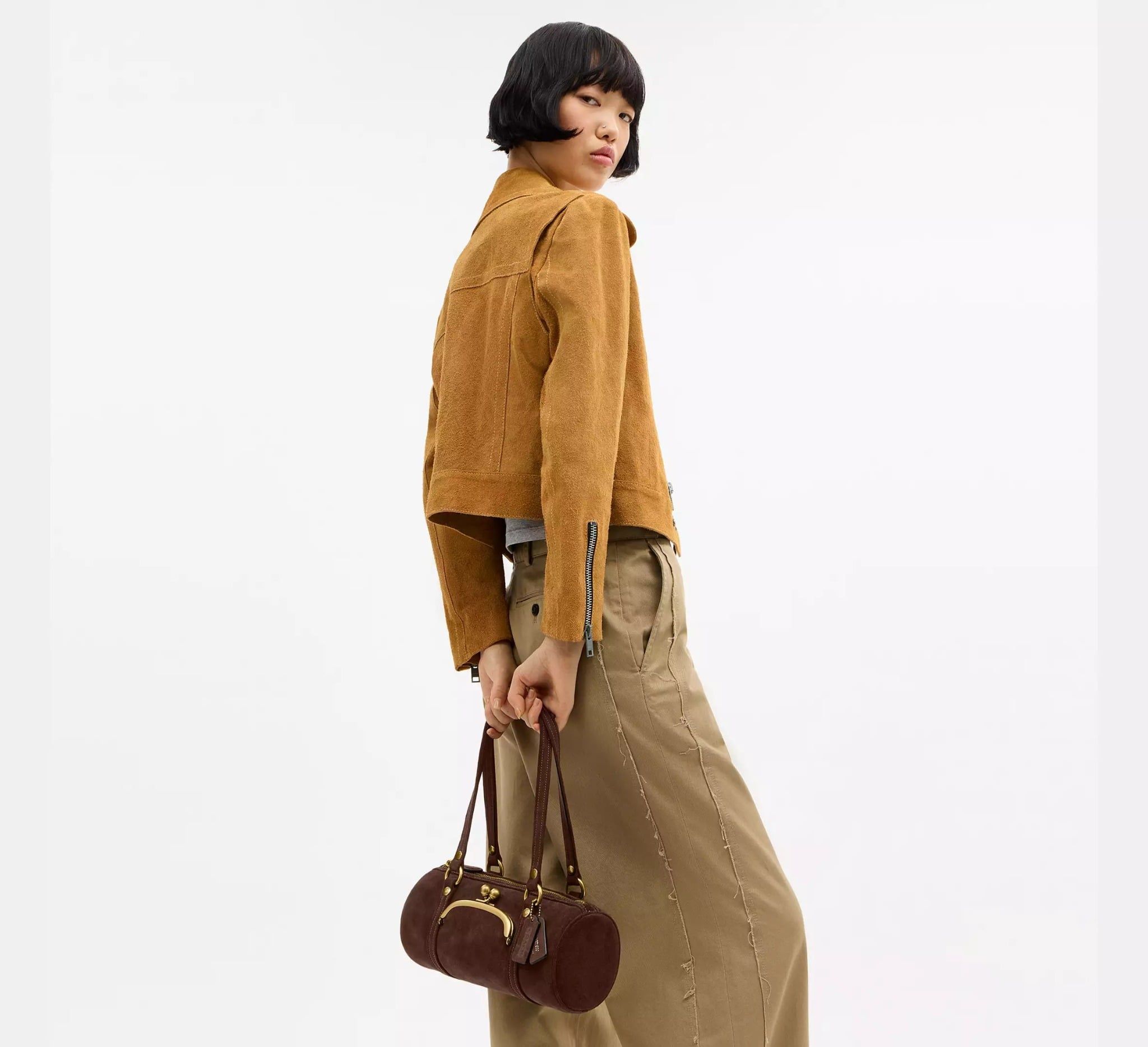  Túi Nữ Coach Kisslock Barrel Bag 28 'Dark Chocolate' 