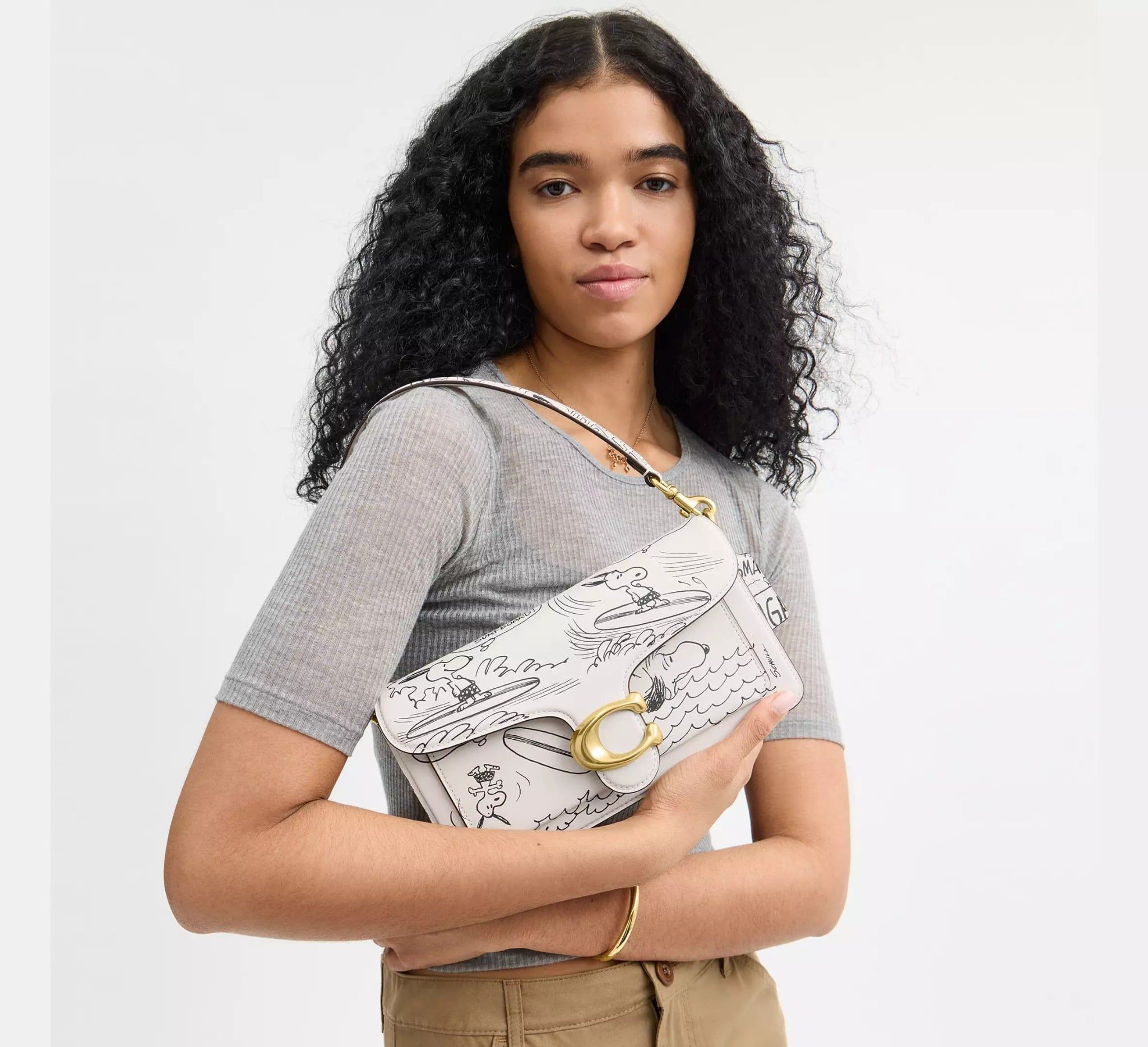  Túi Nữ Coach X Peanuts Tabby Shoulder Bag 26 'Chalk' 