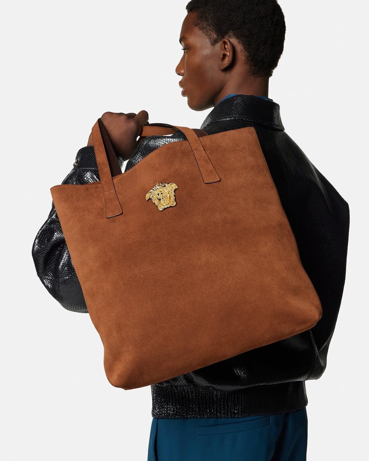  Túi Nữ Versace La Medusa Suede Tote 'Brown' 