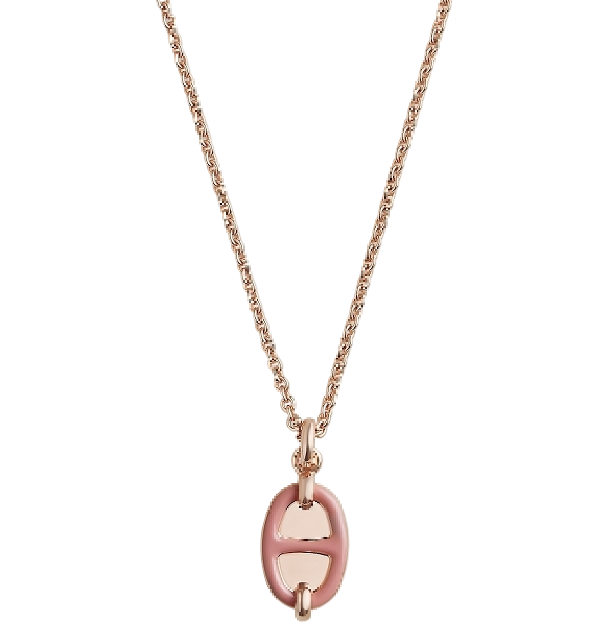  Vòng Cổ Nữ Hermes Mini Maillon 'Rose Beauté Rose Gold' 