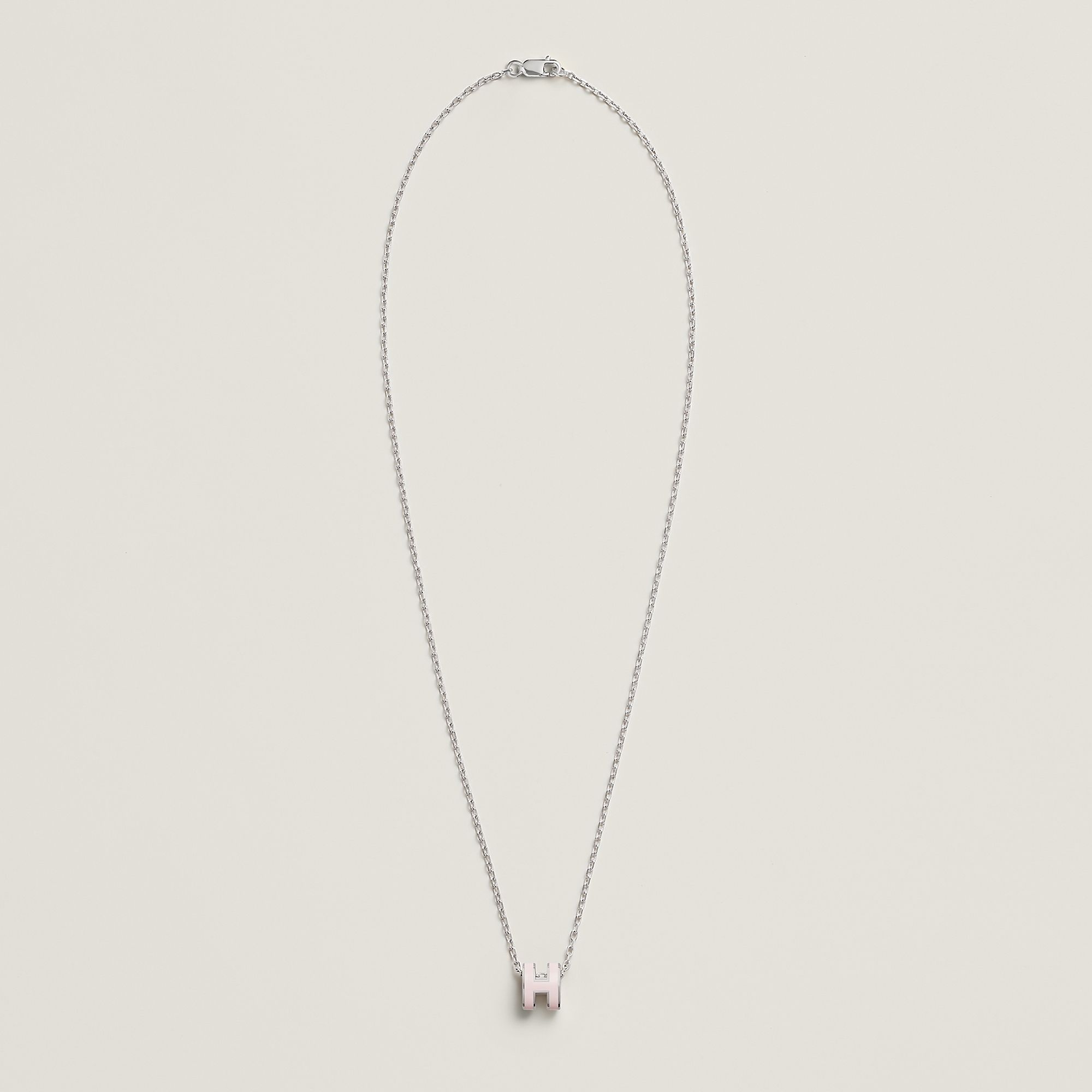  Vòng Cổ Nữ Hermes Mini Pop H 'Rose Dragée Palladium' 