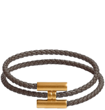  Vòng Tay Nam Hermes Tournis Tresse 'Gris Étain Gold' 