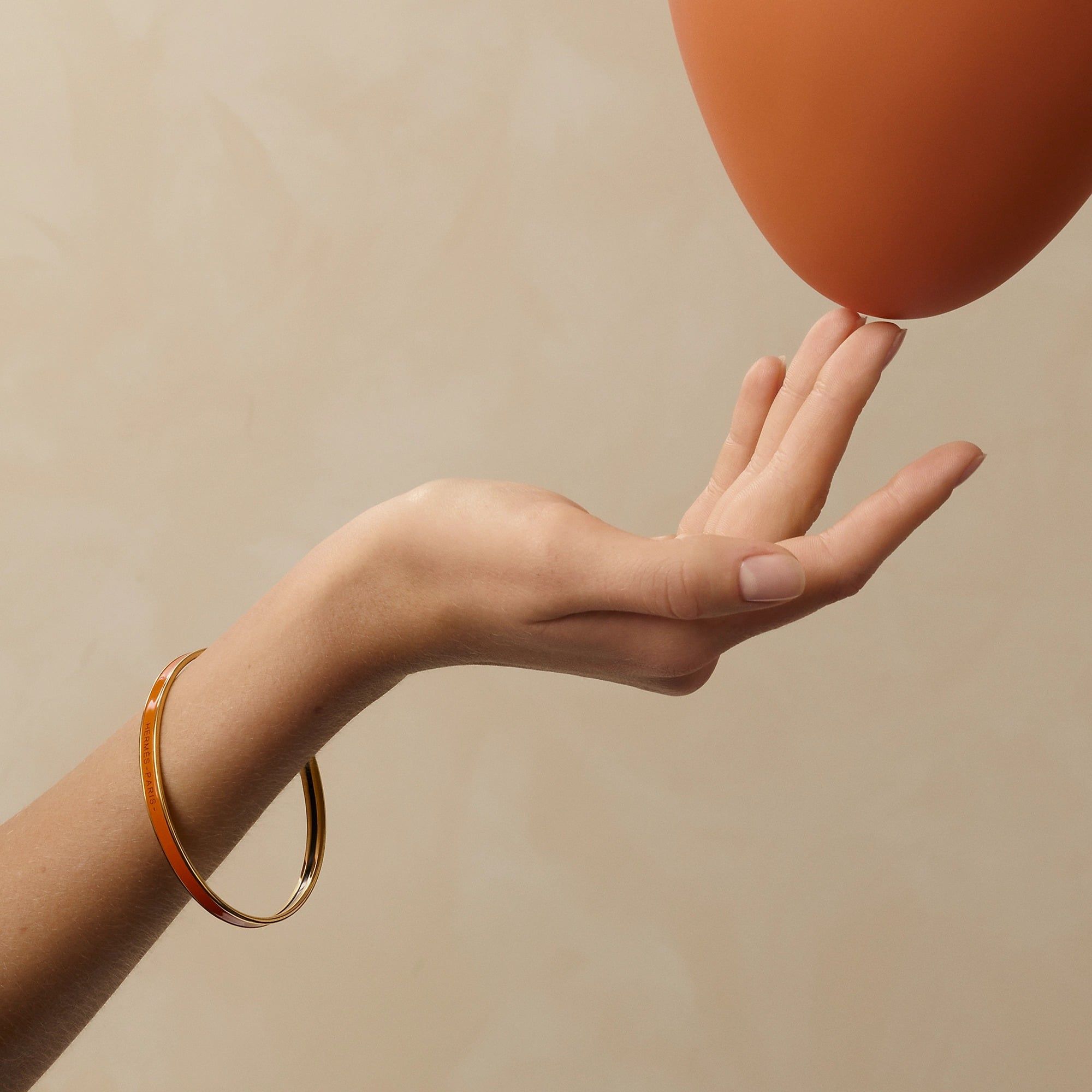  Vòng Tay Nữ Hermes Uni Bangle 'Orange Fruité Gold' 