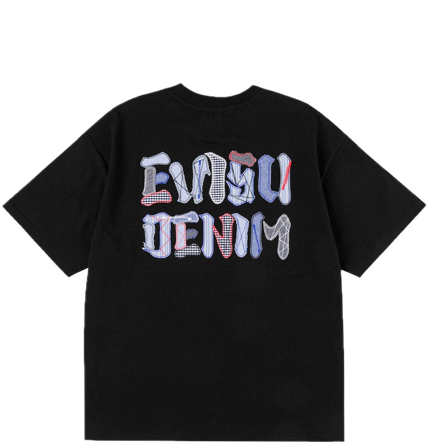  Áo Evisu Fabric Mix Patchwork Seagull T-Shirt 'Black' 