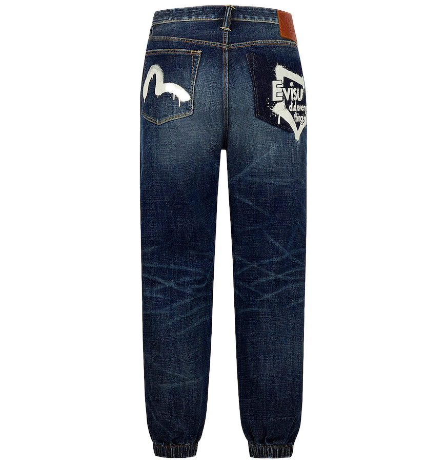  Quần Evisu Graffiti Seagull Logo Print Joggers 'Indigo' 