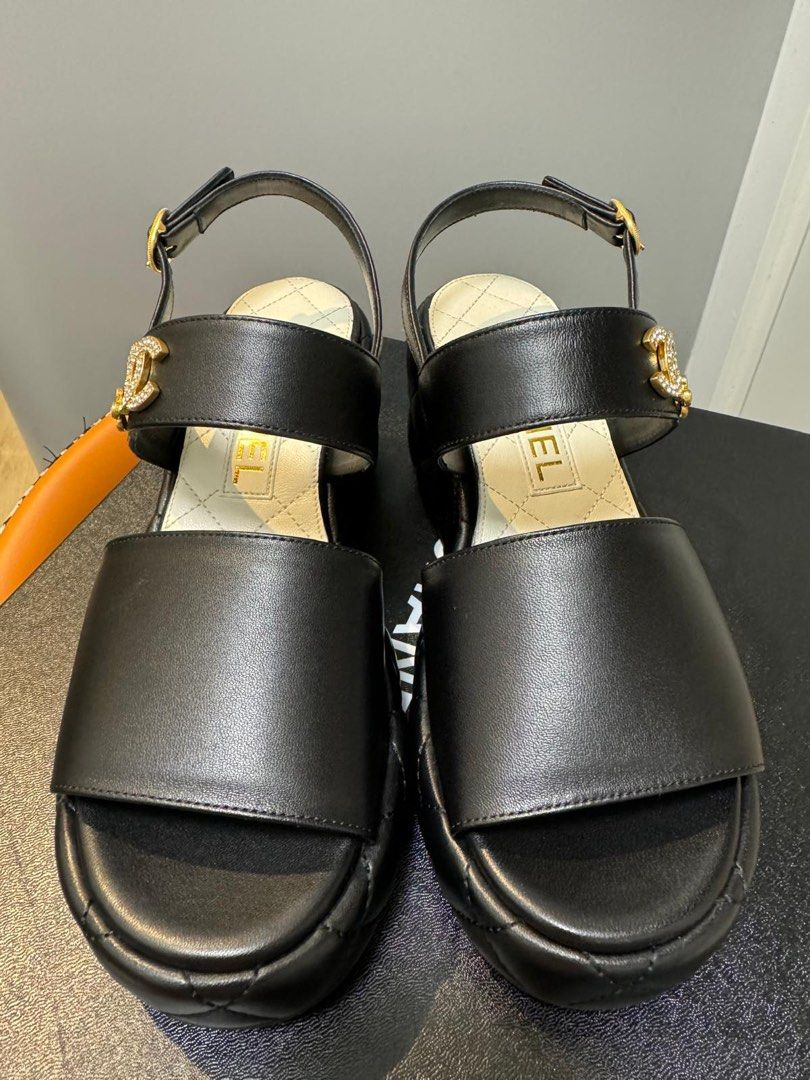 Dép Nữ Chanel Mark Platform A Cute Flower 'Black' 