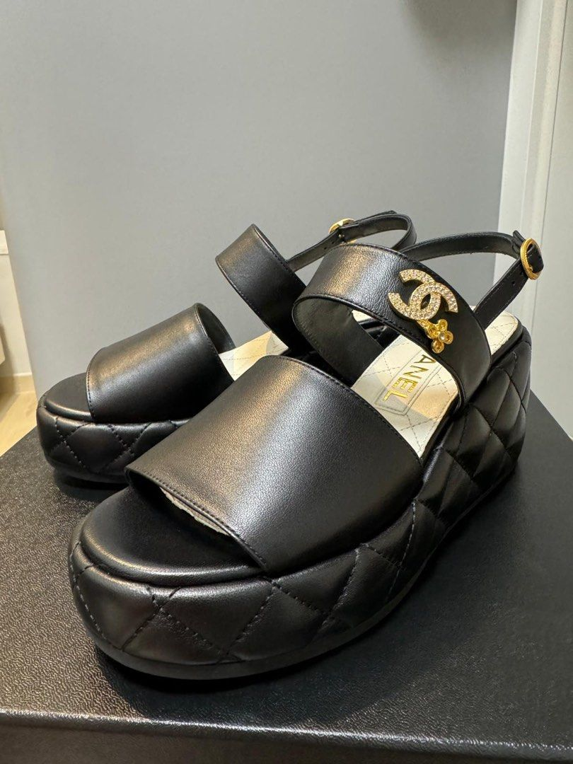  Dép Nữ Chanel Mark Platform A Cute Flower 'Black' 