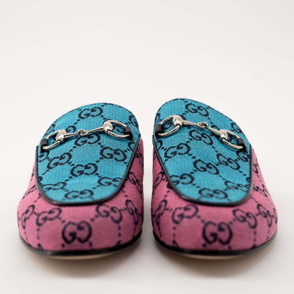  Giày Nữ Gucci Princetown GG Mules Slippe 'Blue Pink' 