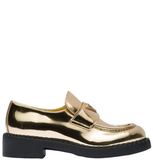  Giày Nữ Prada Metallic Leather Loafers 'Gold' 
