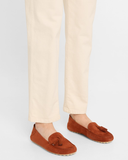  Giày Nữ Loro Piana Suede Tassel Moccasin Loafers 'Brown' 