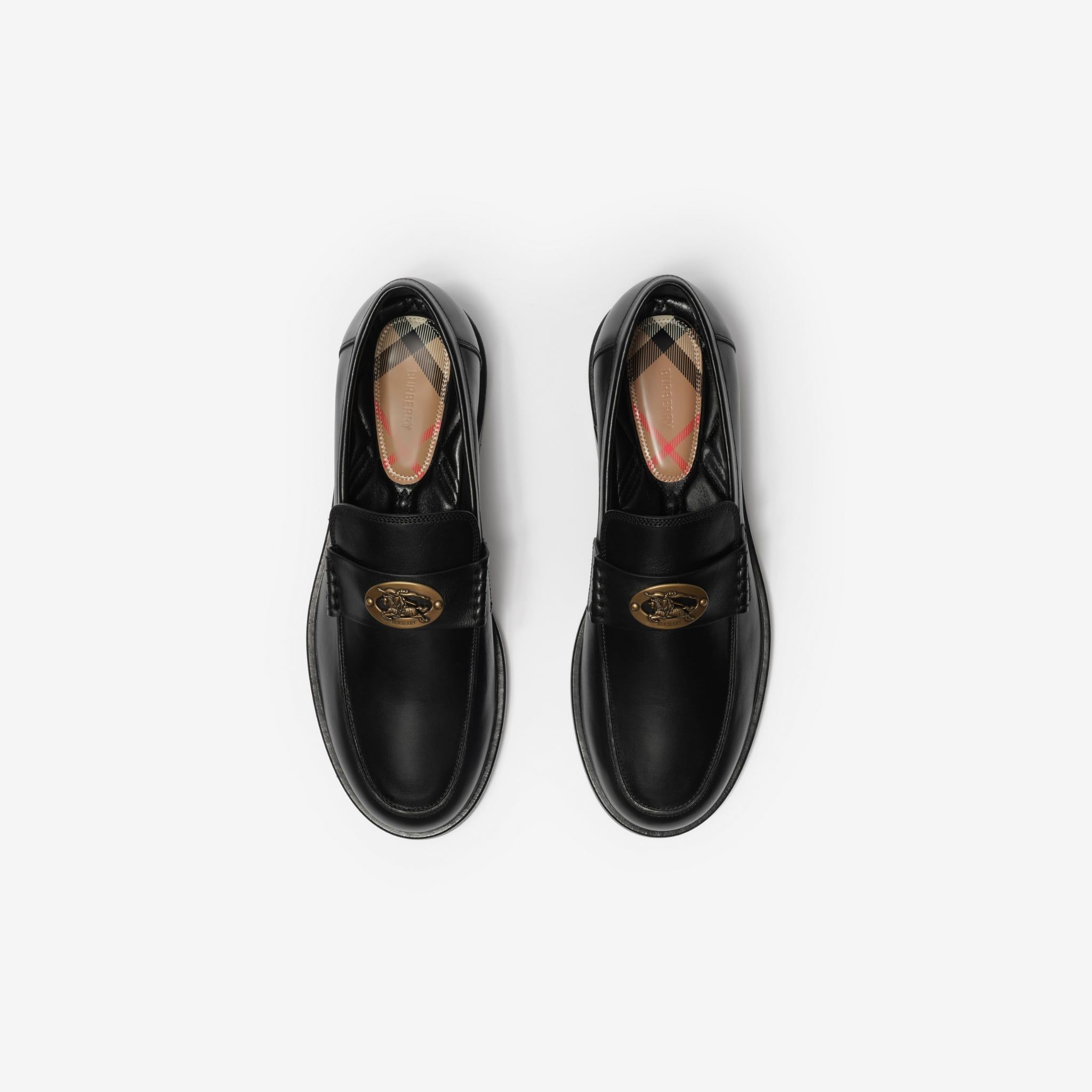  Giày Nam Burberry Leather Pembroke Loafers 'Black' 