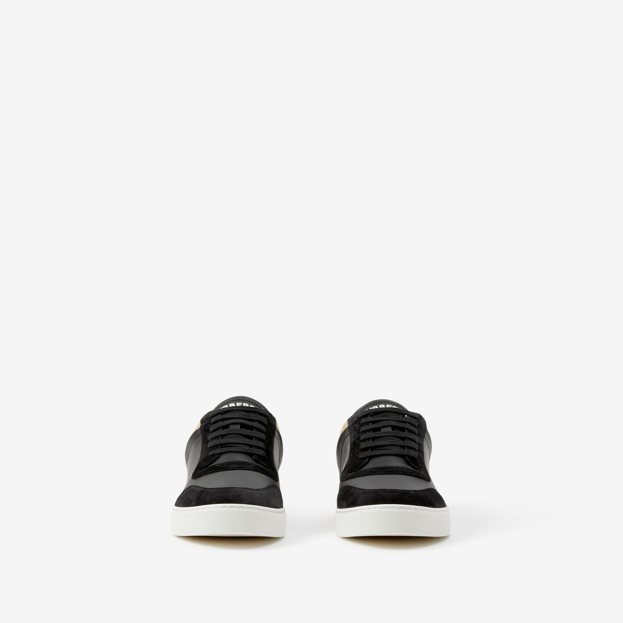  Giày Nam Burberry Suede Check Sneakers 'Black' 