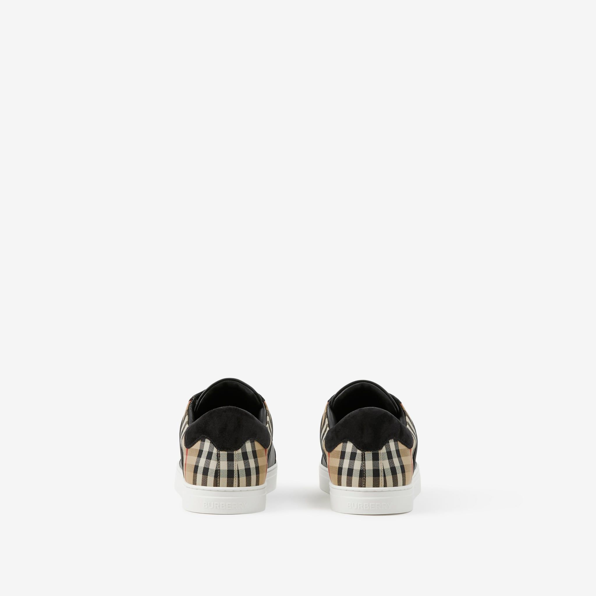  Giày Nam Burberry Suede Check Sneakers 'Black' 