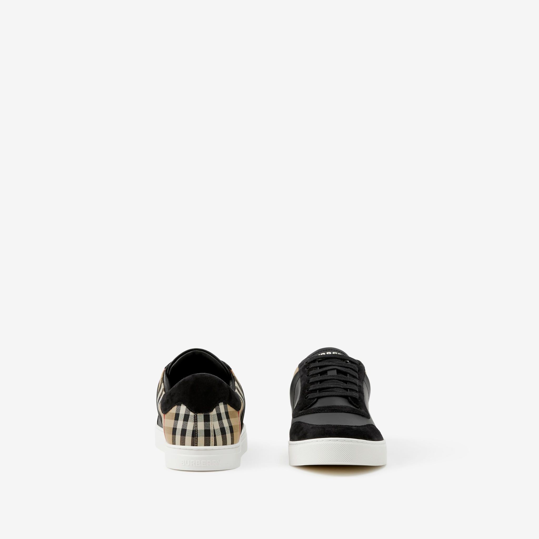  Giày Nam Burberry Suede Check Sneakers 'Black' 