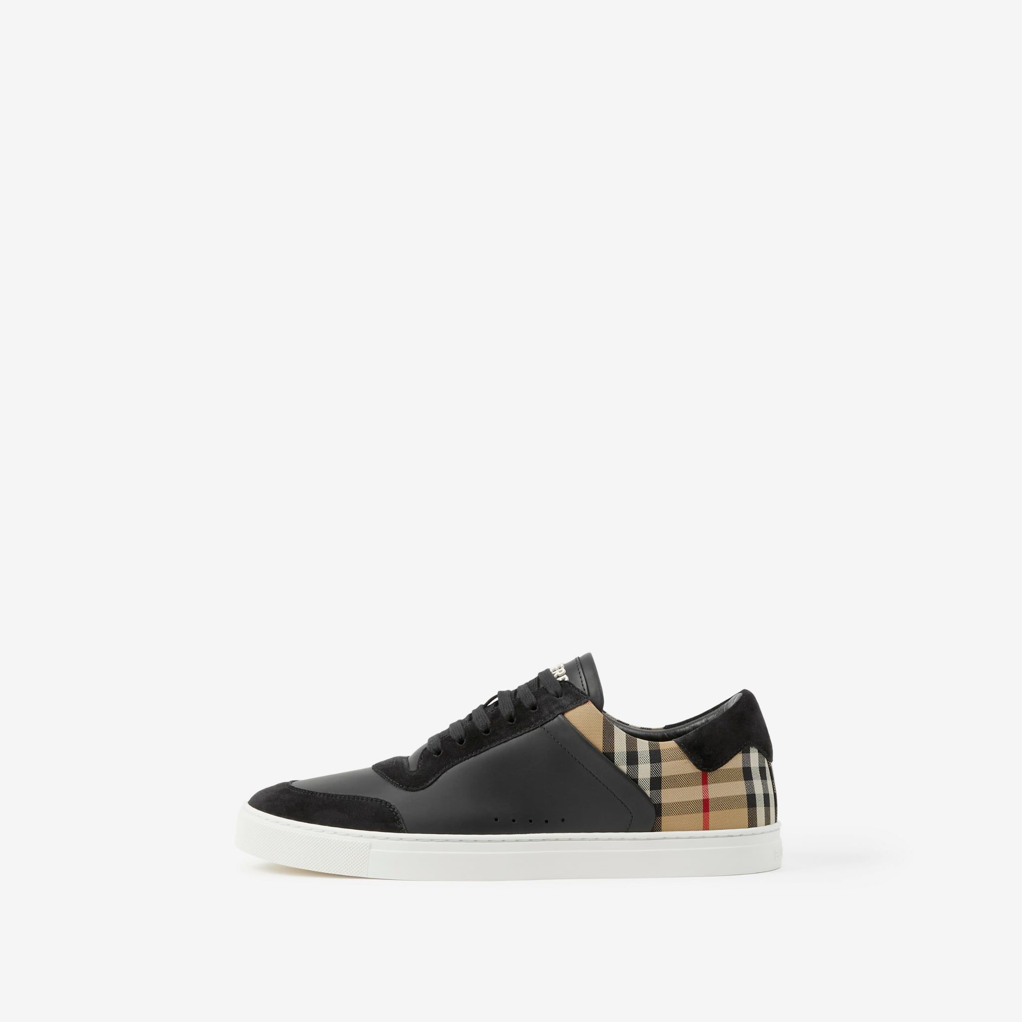  Giày Nam Burberry Suede Check Sneakers 'Black' 