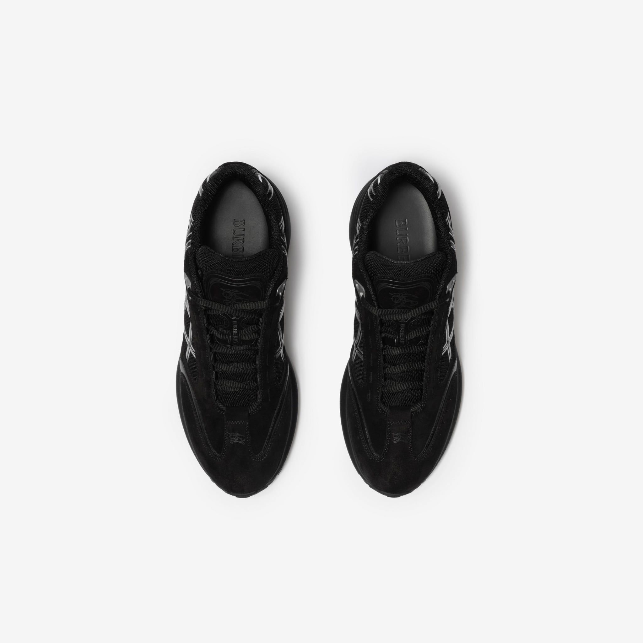  Giày Nam Burberry Suede Leather Eclipse Sneakers 'Black' 