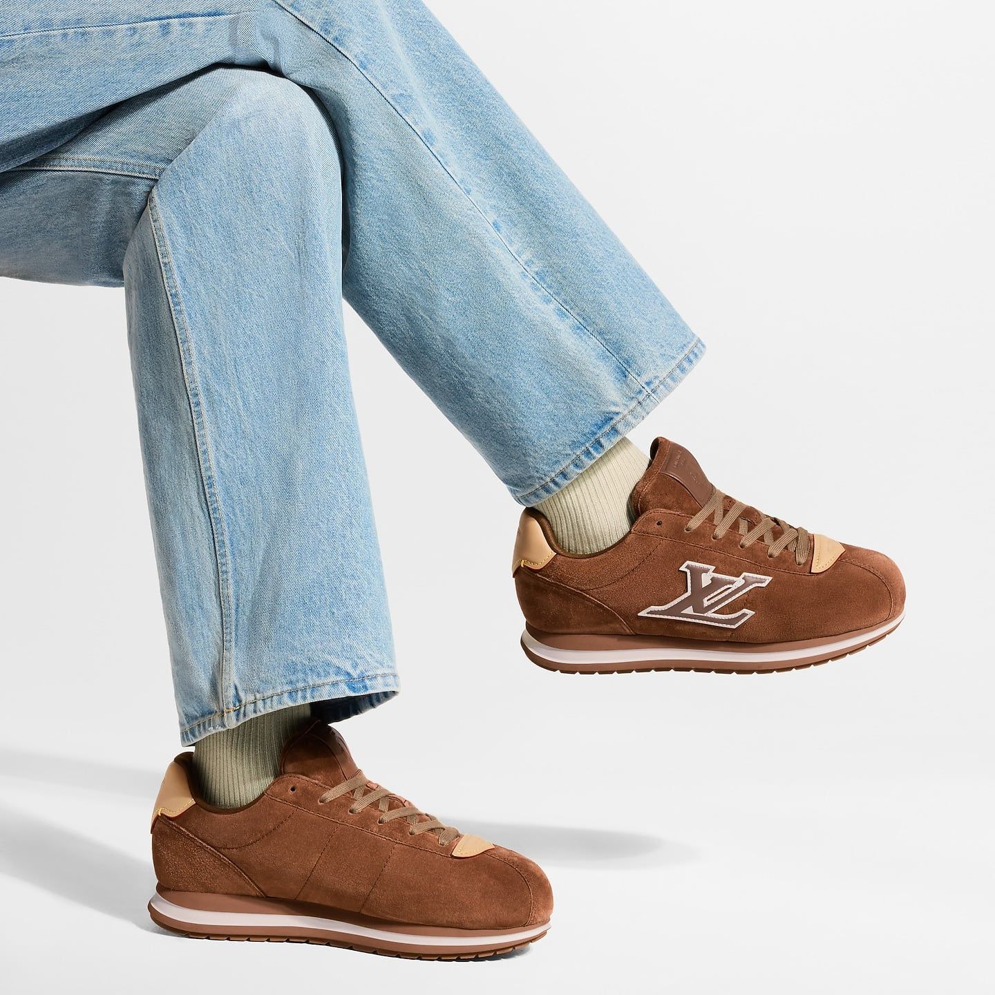  Giày Nam Louis Vuitton LV Buttersoft Trainers 'Cognac' 