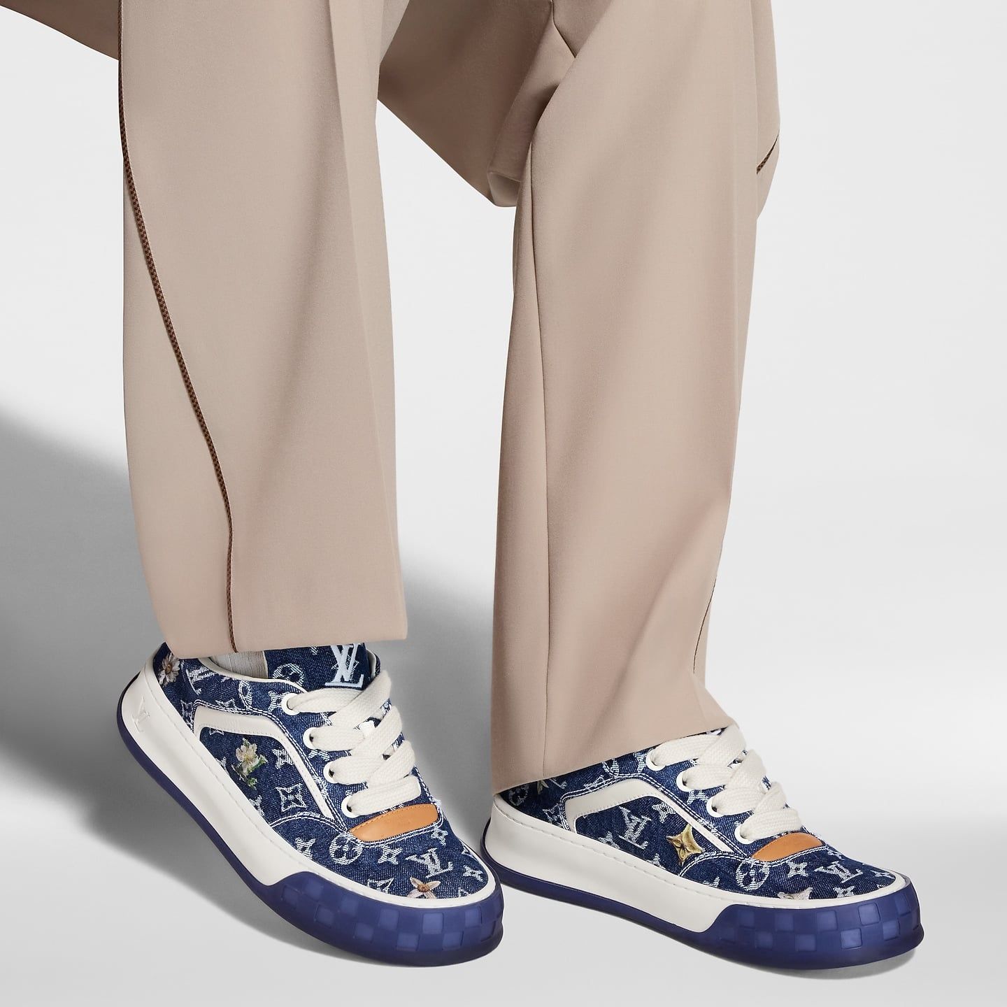  Giày Nam Louis Vuitton LV Tilted Trainers 'Blue' 