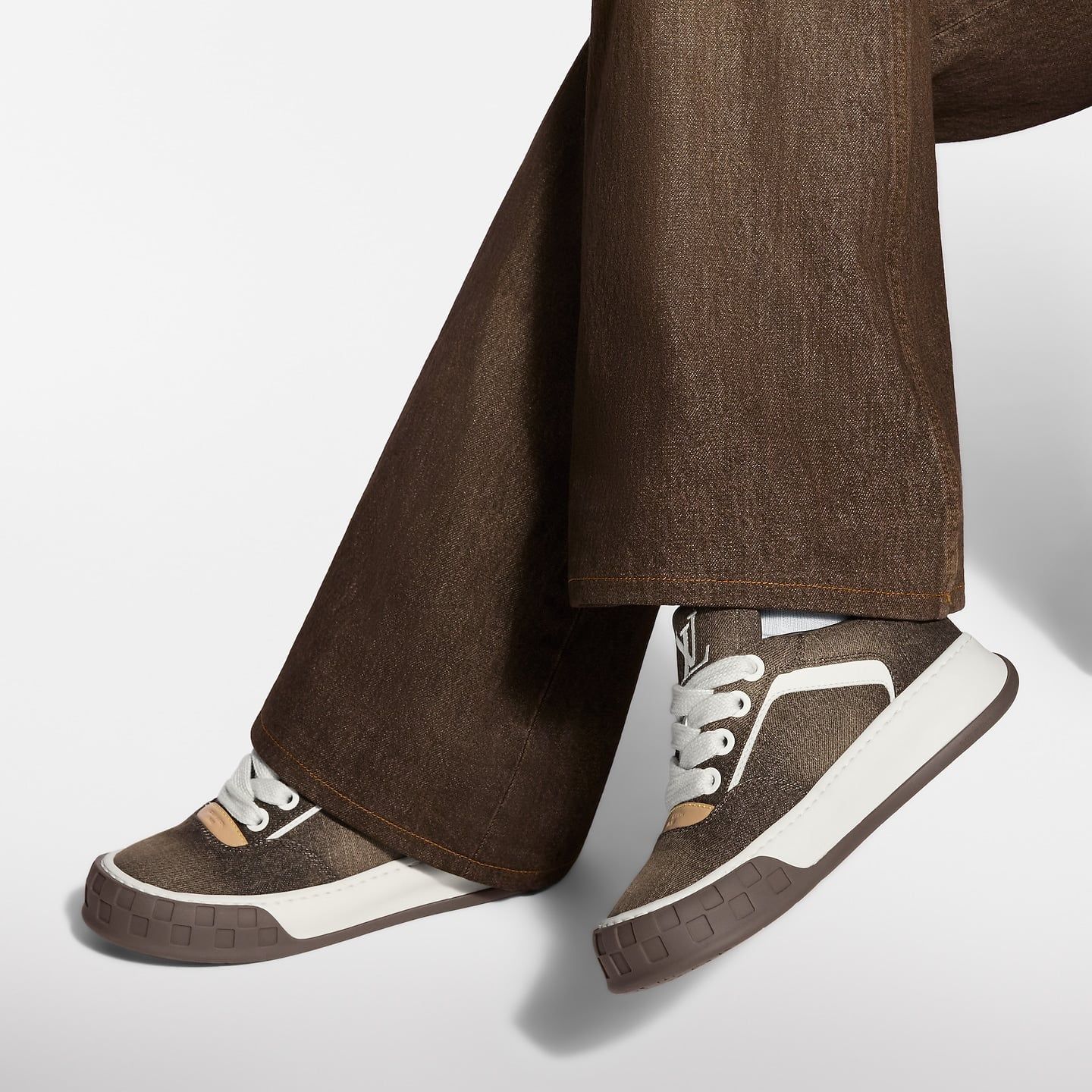  Giày Nam Louis Vuitton LV Tilted Trainers 'Brown' 