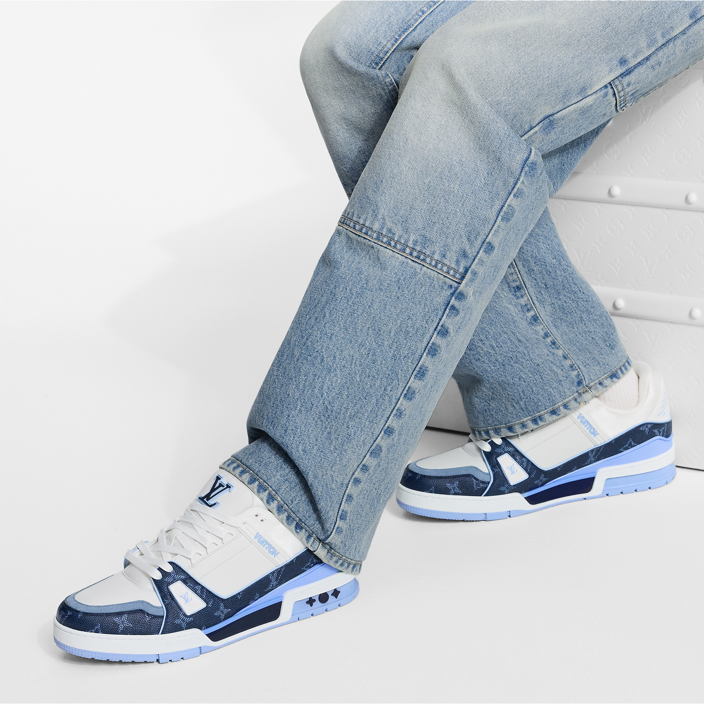  Giày Nam Louis Vuitton LV Trainer 'Marine' 
