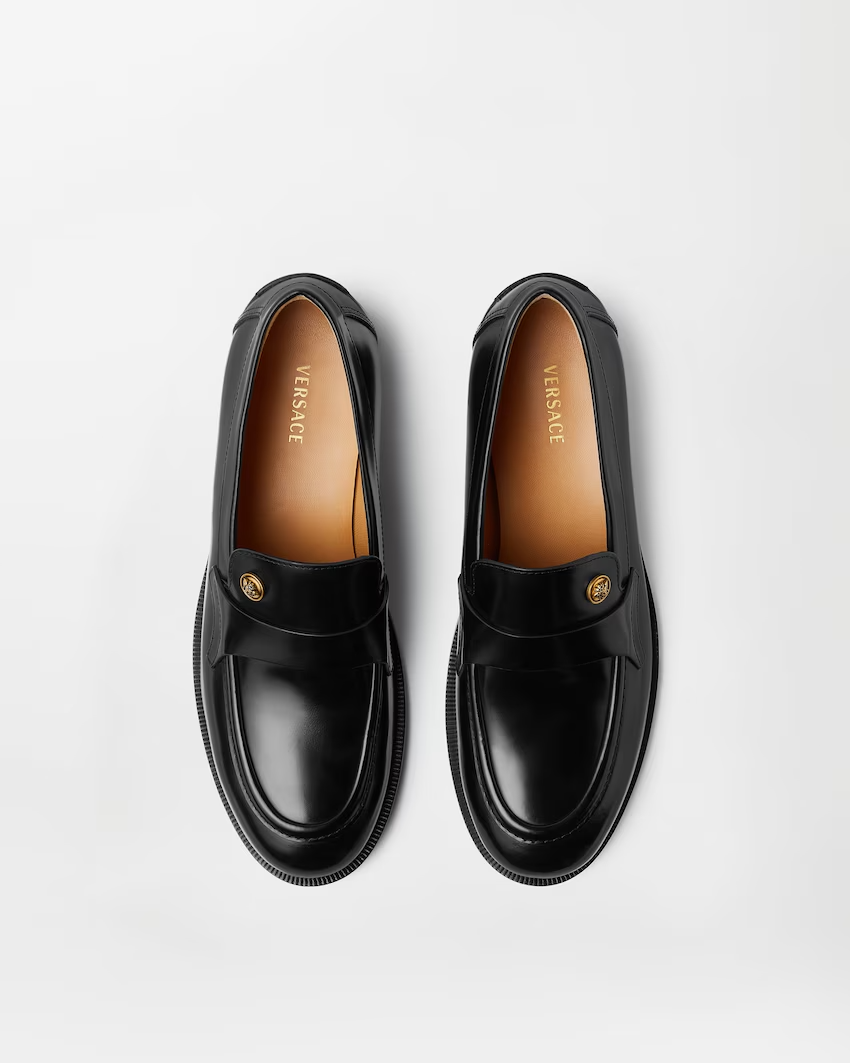  Giày Nam Versace Manu Leather Loafers 'Black' 