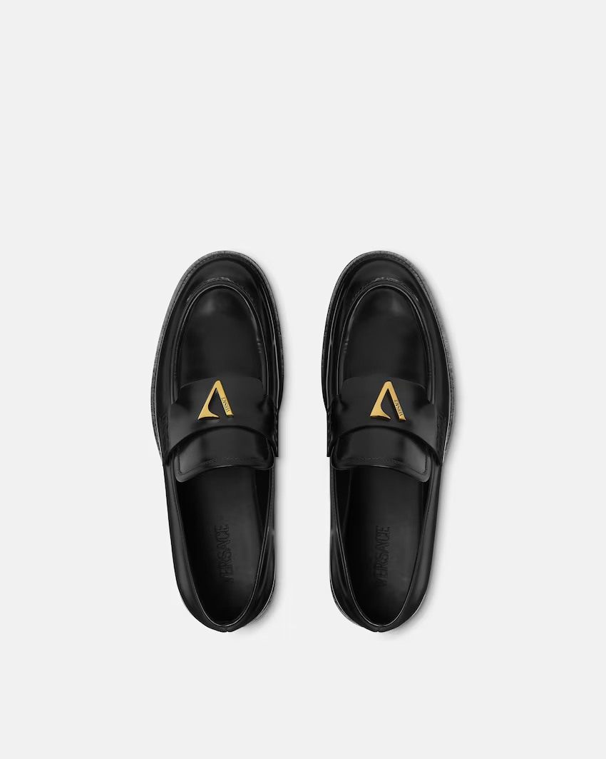  Giày Nam Versace V Leather Loafers 'Black' 
