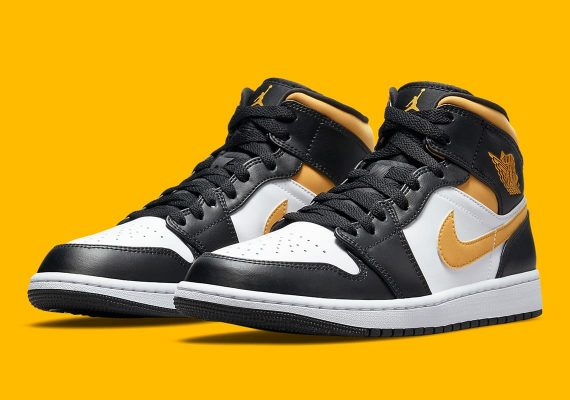  Giày Nike Air Jordan 1 Mid 'Black University Gold' 