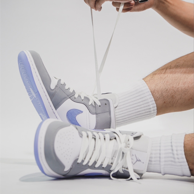  Giày Nike Air Jordan 1 Mid 'Grey Blue' 