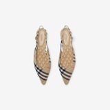  Giày Nữ Burberry Check Dame Slingback Ballerinas 'Beige' 
