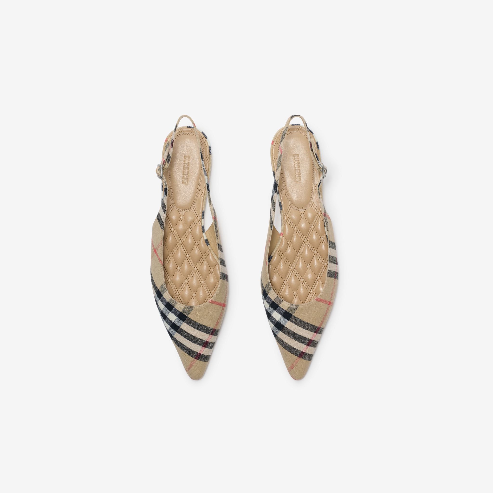  Giày Nữ Burberry Check Dame Slingback Ballerinas 'Beige' 