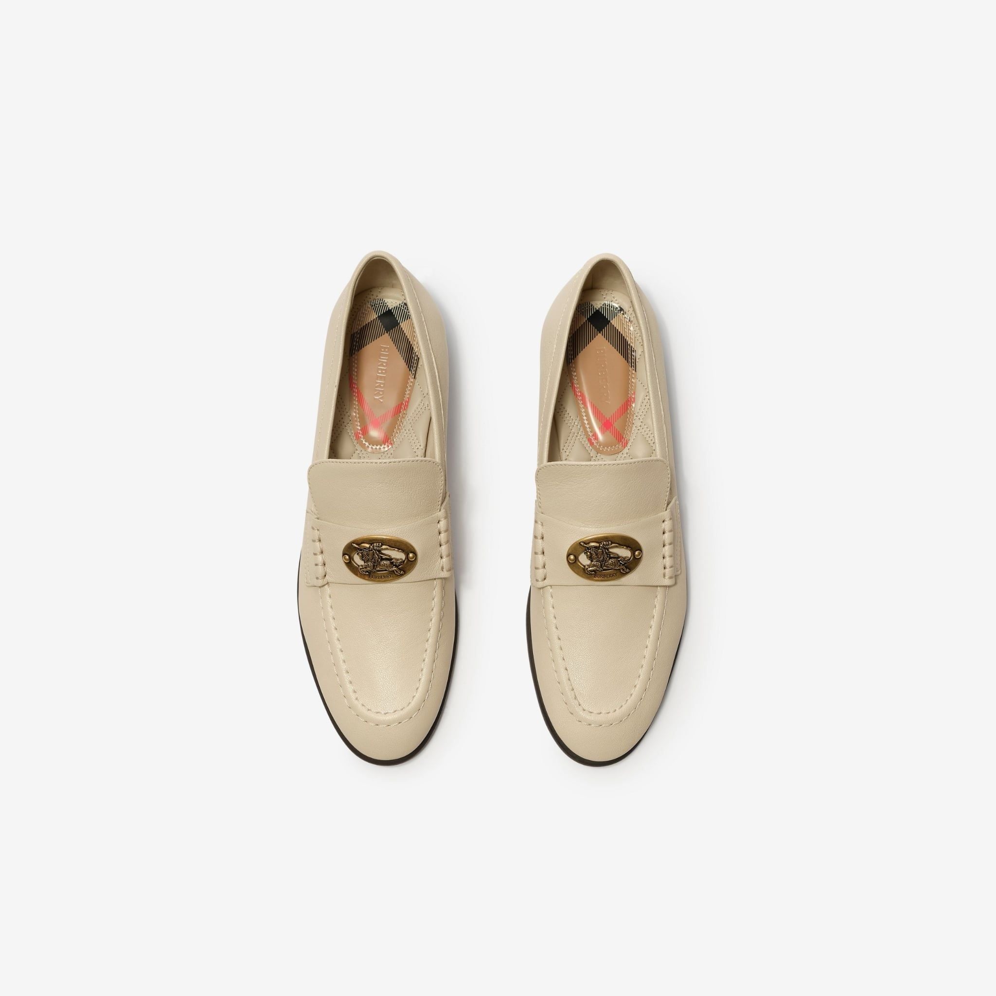  Giày Nữ Burberry Leather Opal Loafers 'Beige' 