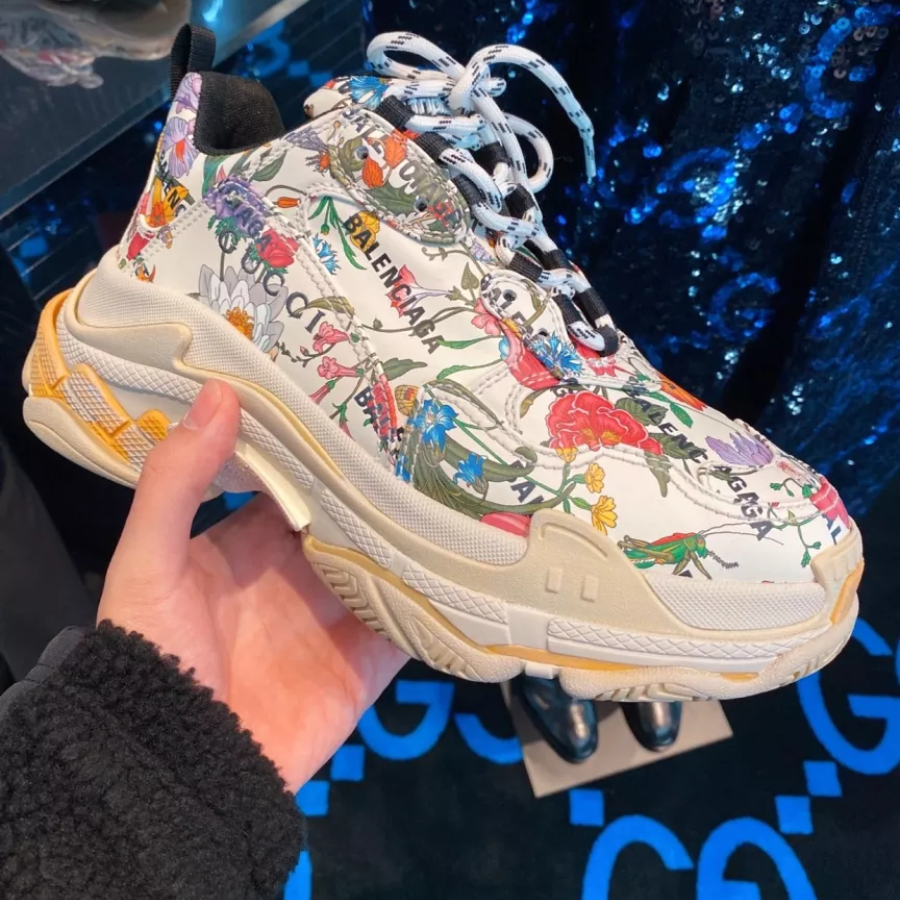  Giày Nữ Gucci x Balenciaga Triple S 'Flora Print' 