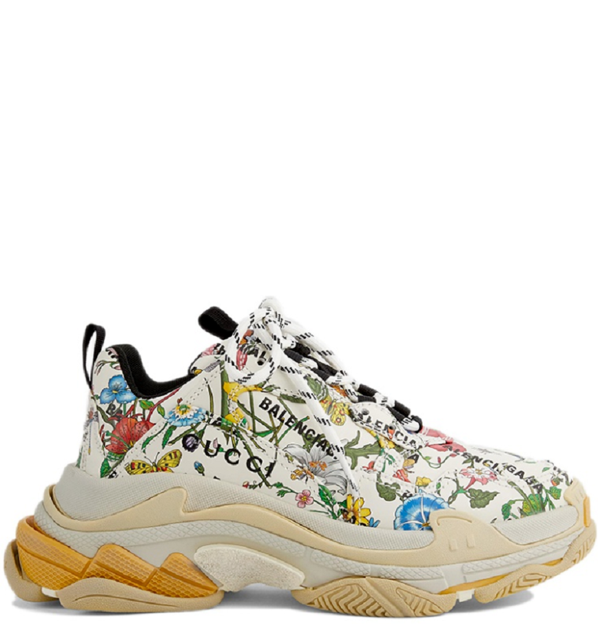  Giày Nữ Gucci x Balenciaga Triple S 'Flora Print' 