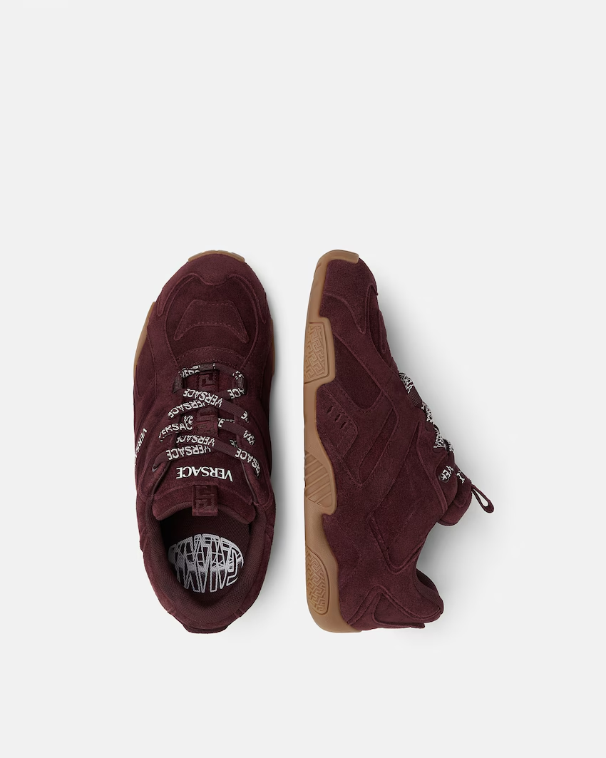  Giày Nữ Versace Galaxia Suede Trainers 'Burgundy' 