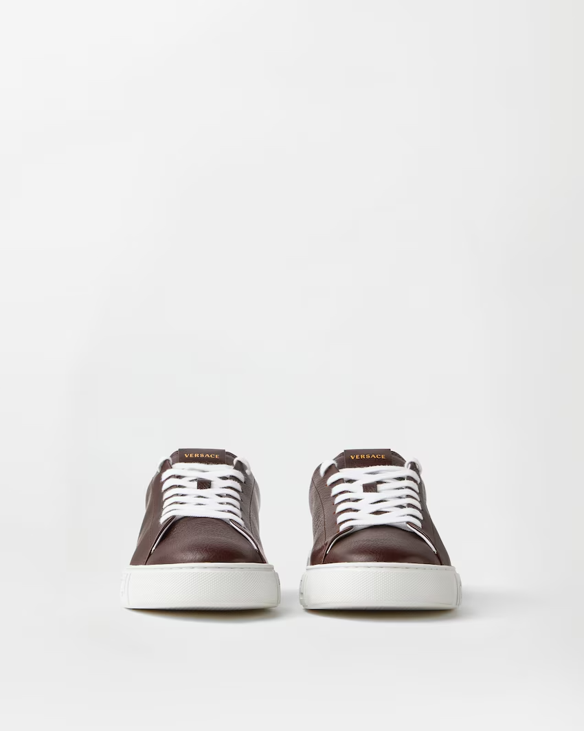  Giày Versace Greca Leather Trainers 'Brown' 