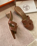  Dép Nữ Hermes Oasis Leather Sandals 'Brown' 